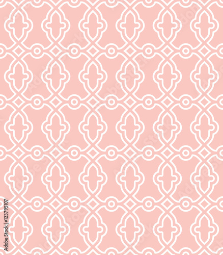 Seamless vector pink and white ornament in arabian style. Pattern for wallpapers and backgrounds