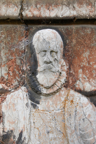 Gravestone of the Renaissance nobleman on church wall