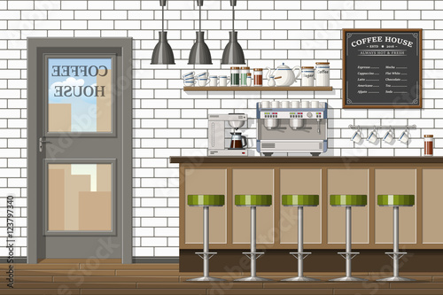 Illustration of a modern coffee shop