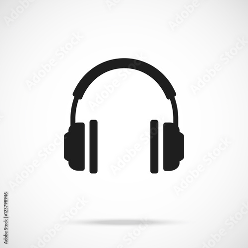 Vector headphones icon. Black symbol silhouette