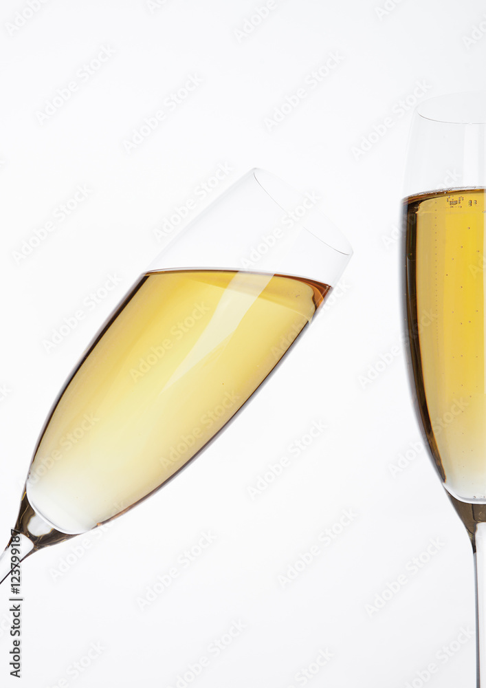Glasses of sparkling champagne with bubbles white Glasses of sparkling champagne with bubbles white