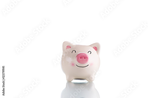 White piggy bank - saving, emotional and investment