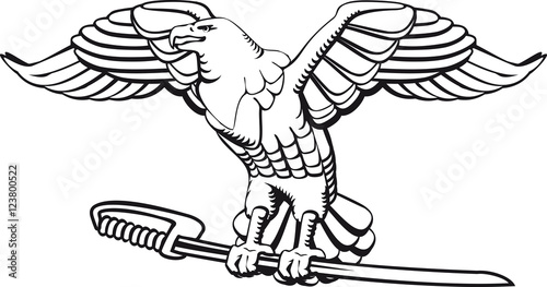 lack and white graphic image of an eagle