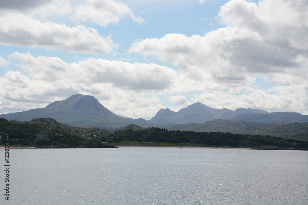 View from Gairloch of Church Beach and Mountains View from Gairloch of Church Beach and Mountains