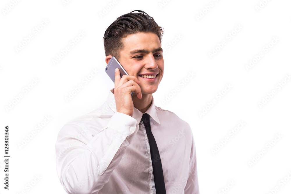 Portrait of a handsome businessman talking on the phone Portrait of a handsome businessman talking on the phone