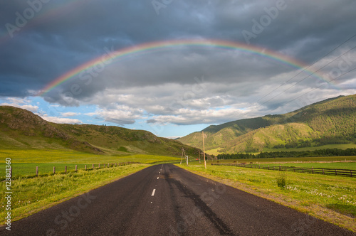 rainbow mountain road field