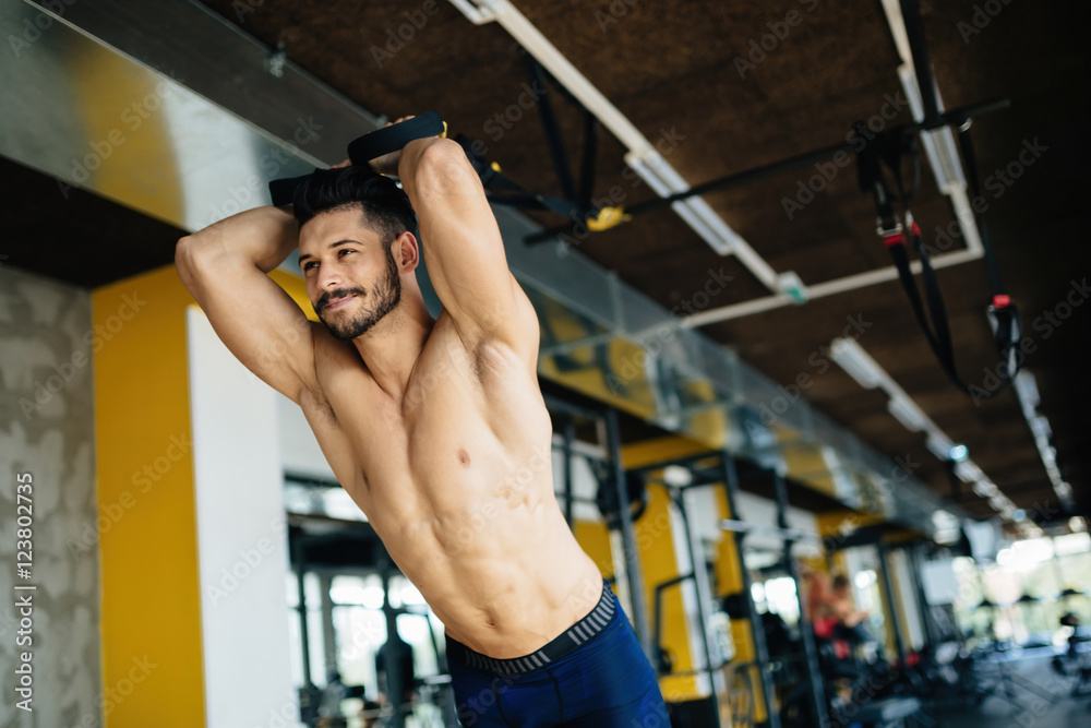 Determined bodybuilder working out Determined bodybuilder working out