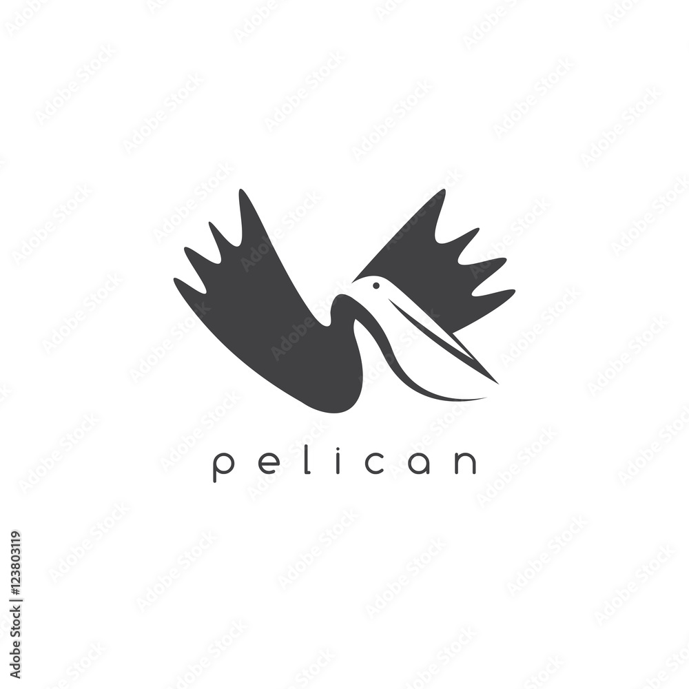 Obraz premium pelican negative space concept vector design template