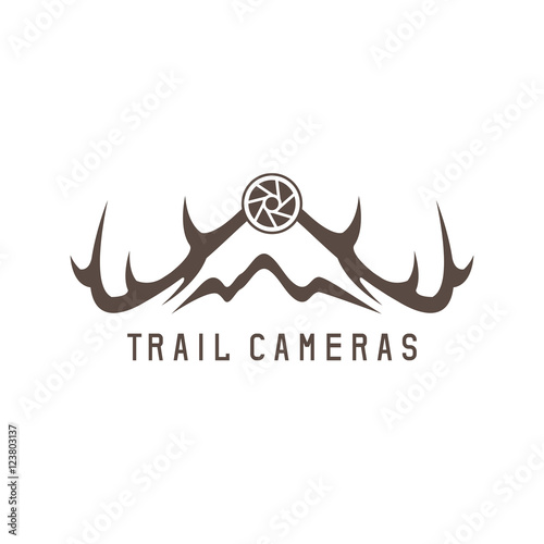 deer horns and trail camera vector design template