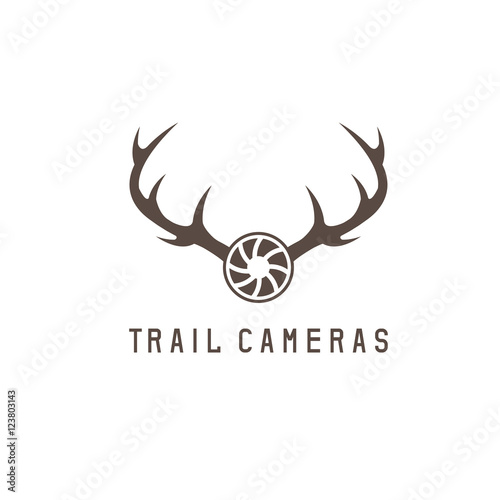 deer horns and trail camera vector design template