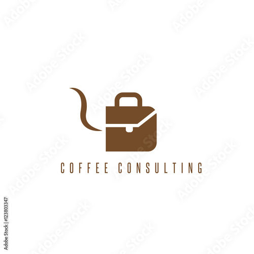 vector illustration concept with cup of coffee and briefcase
