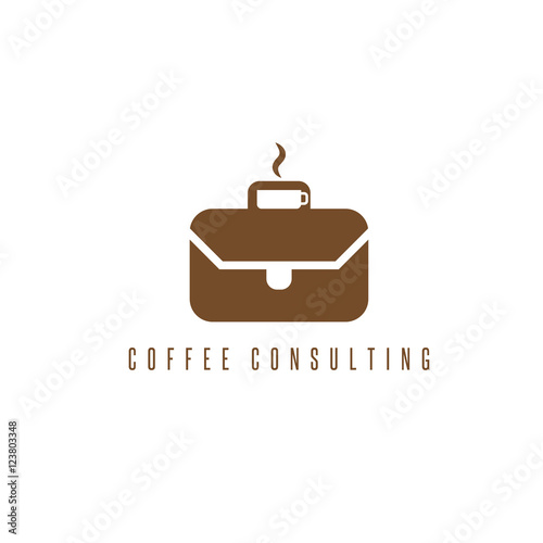 vector illustration concept with cup of coffee and briefcase