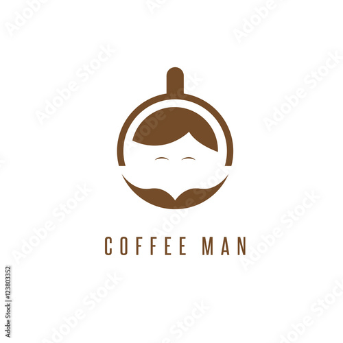vector illustration concept with cup of coffee and mustache