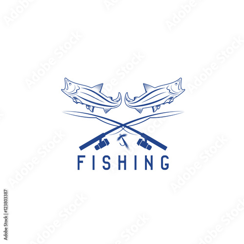 vintage fishing vector design template with abstract fish