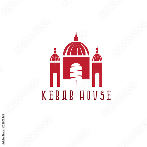 gyros doner kabob with authentic arabic building isolated vector