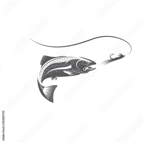 trout fish and lure vector design template