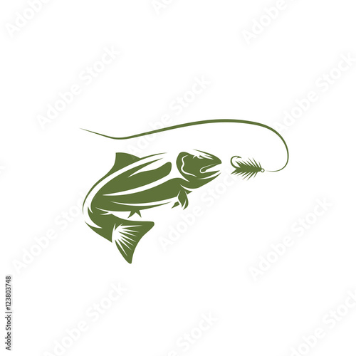salmon fish and lure vector design template