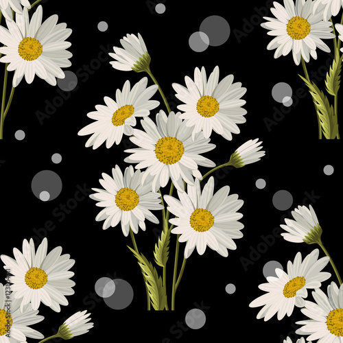 Seamless pattern with daisy flowers