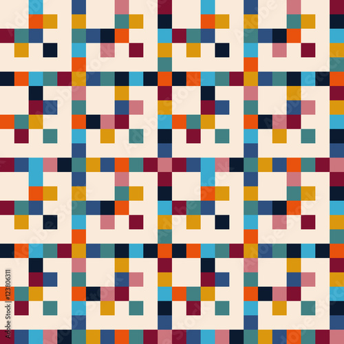 Pixel art, abstract seamless geometric pattern