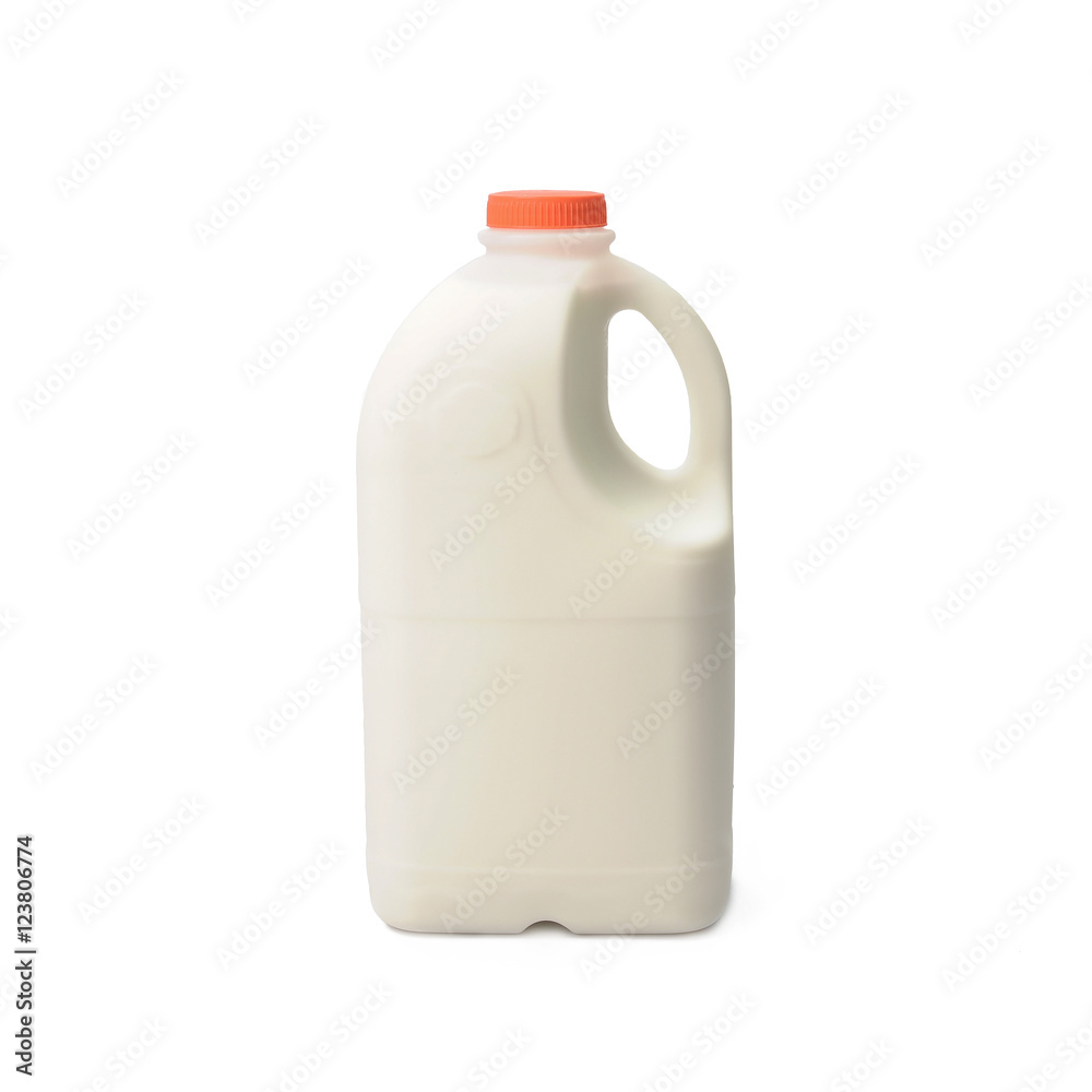 Milk Bottle with Cap Isolated on White Background