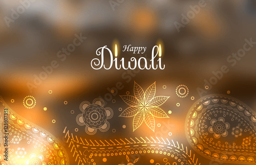 beautiful diwali greeting background with paisley decoration