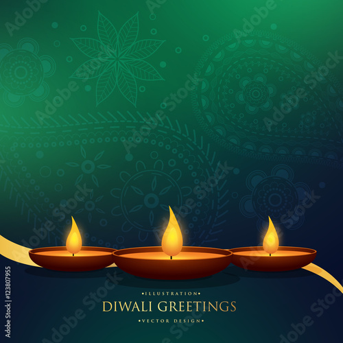 amazing happy diwali festival greeting background with henna pai