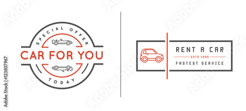 Set of Vector Car Rental Service Elements can be used as Logo or