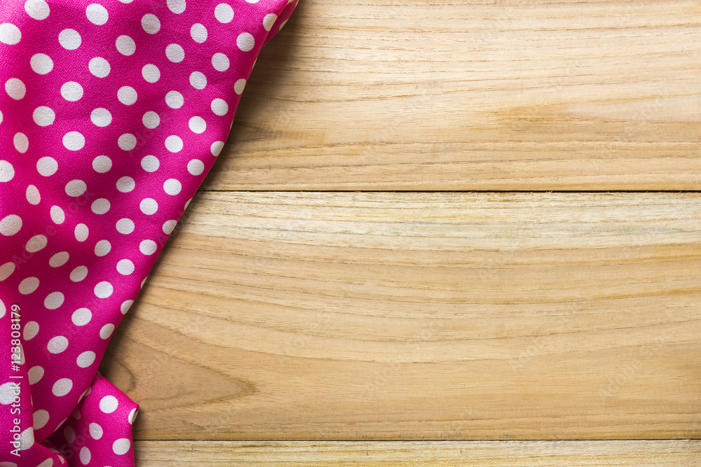 Obraz premium hankie on wood backgrounds, top view