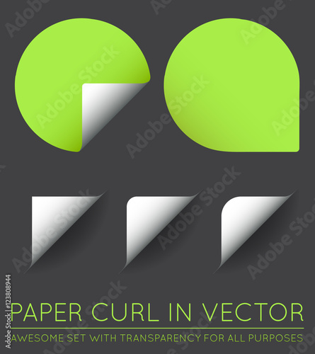 Set of Vector Stickers with Paper Curl