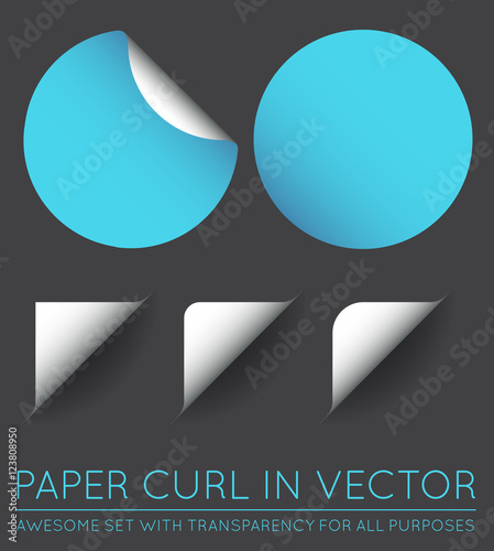 Set of Vector Stickers with Paper Curl