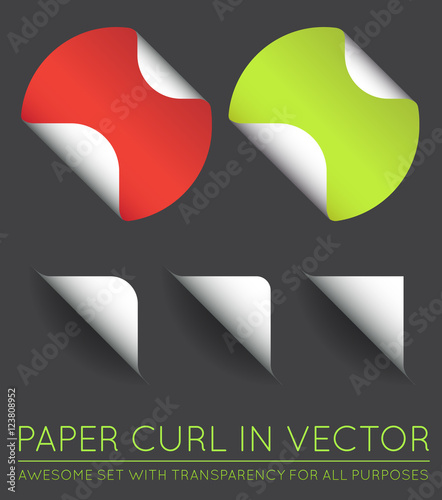 Set of Vector Stickers with Paper Curl