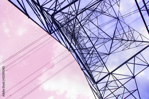 High voltage pylons are located in rural areas.