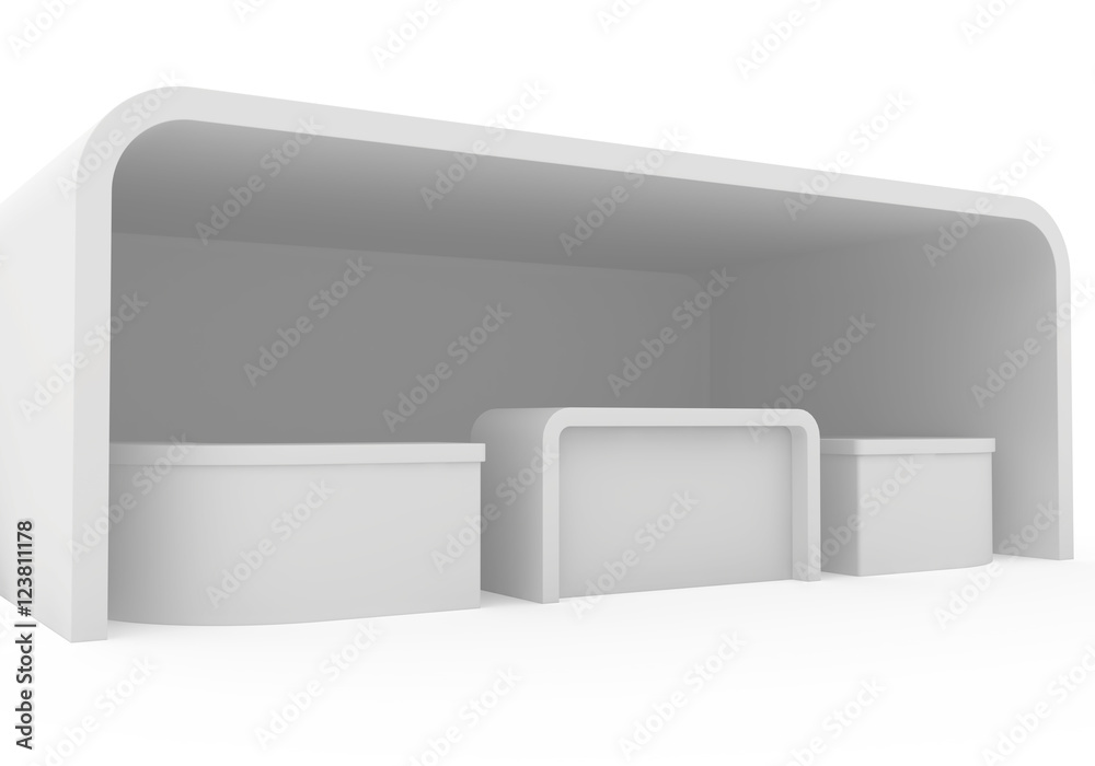 Blank exhibition stand. 3d render isolated on white background Blank exhibition stand. 3d render isolated on white background
