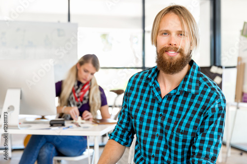 Young man working in office