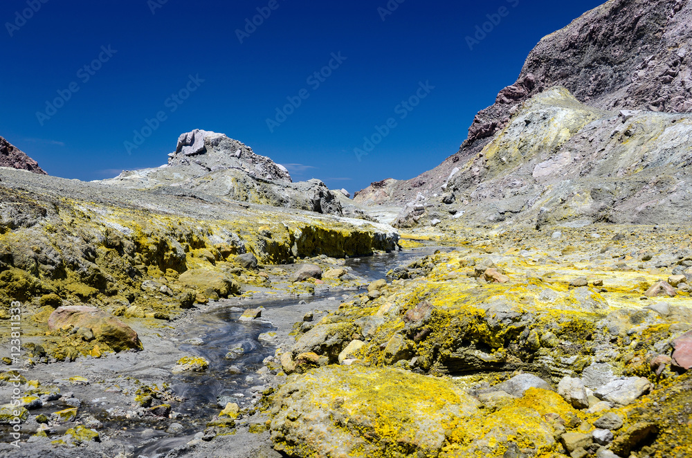 Fototapeta premium volcano white island at summertime, new zealand