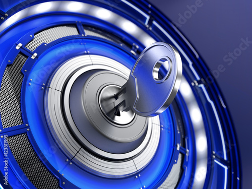 key in keyhole - 3d render