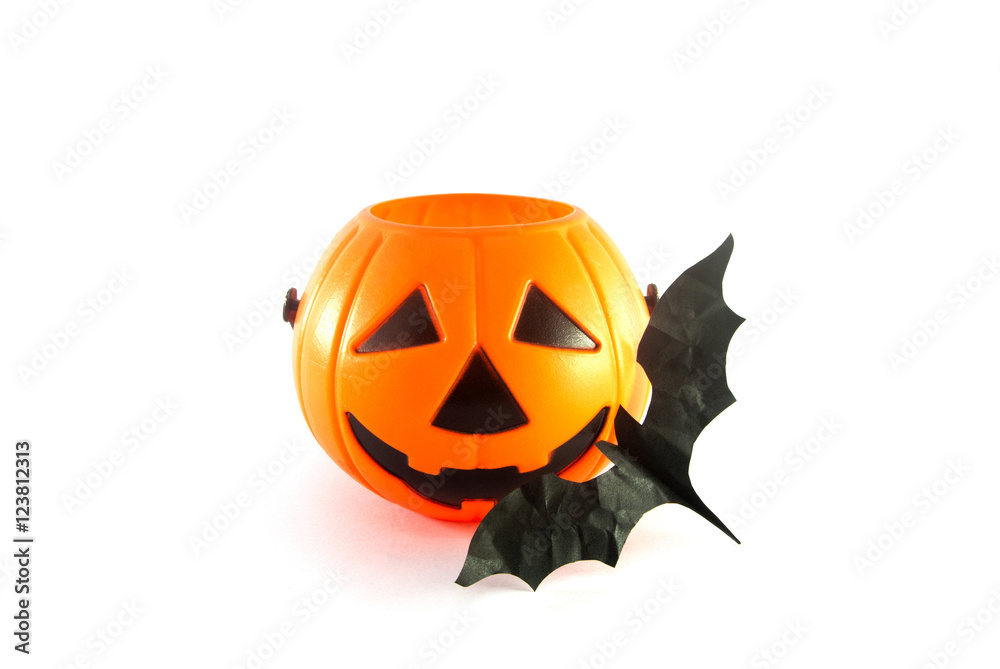 orange halloween bucket and bat orange halloween bucket and bat