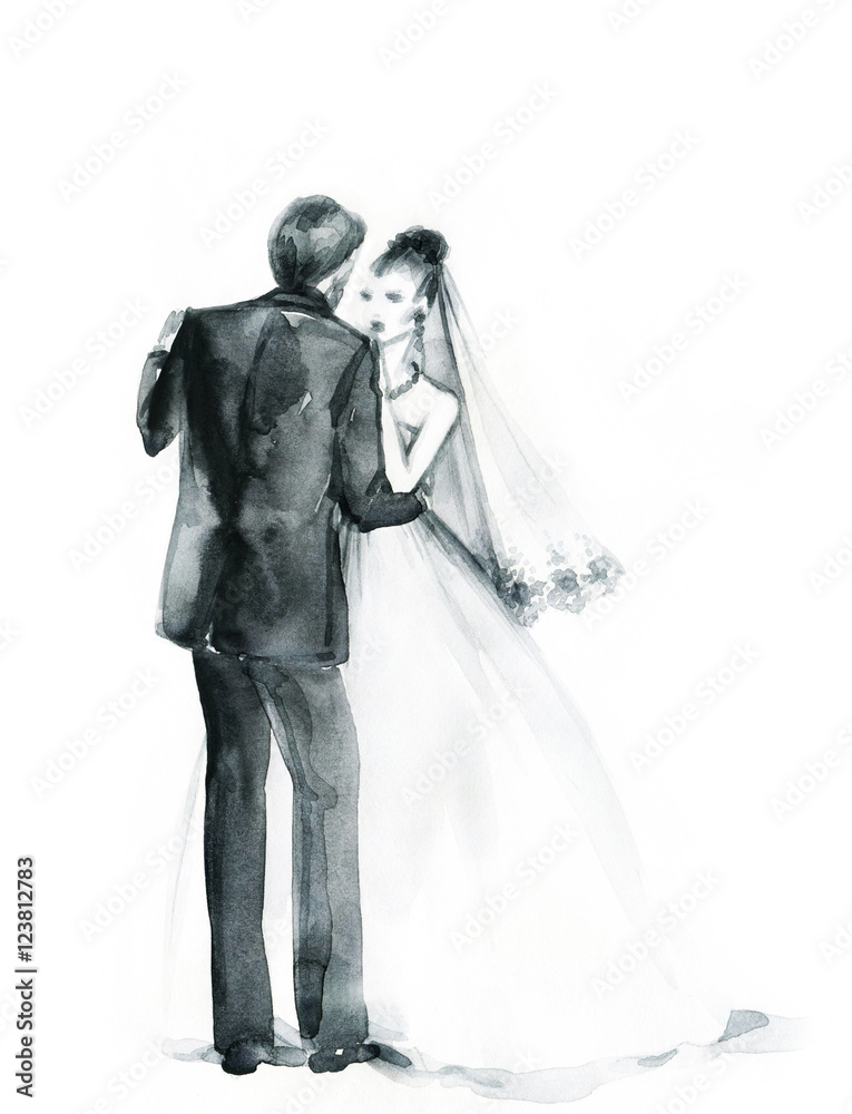 Elegant lady and man. Dance. Happy young lovers. Wedding ceremony
