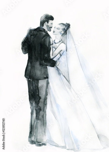Elegant lady and man. Dance. Happy young lovers. Wedding ceremony