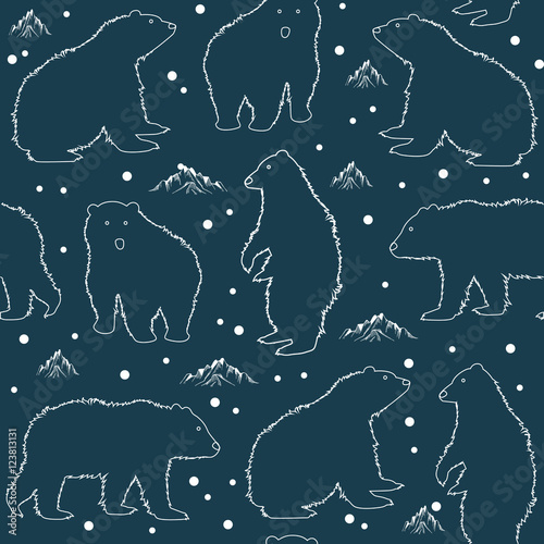 Seamless pattern with polar bear. Vector illustration
