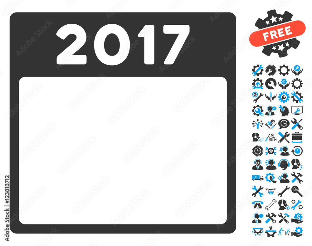 2017 Year Calendar Template pictograph with bonus settings graphic ...