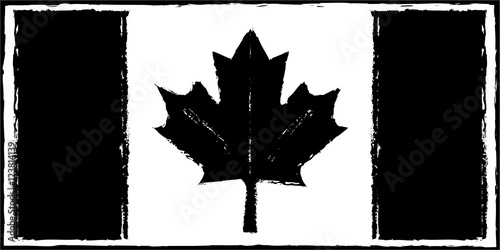 canada flag vintage style black & white