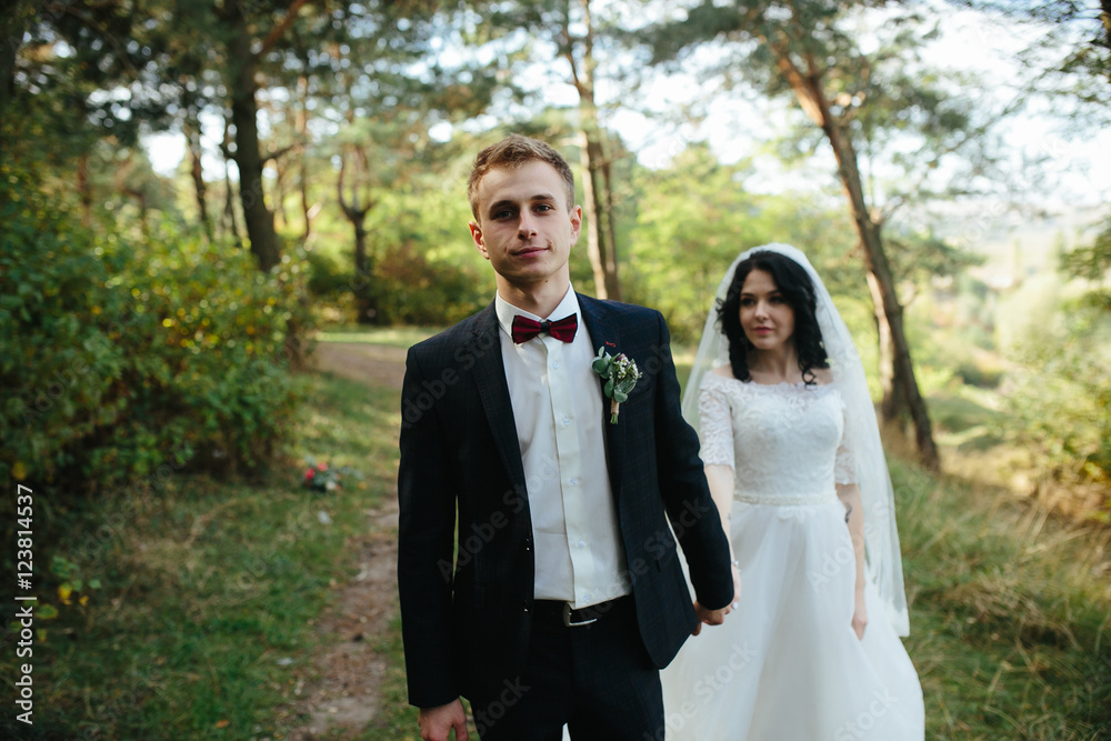 Beautiful wedding couple posing Beautiful wedding couple posing