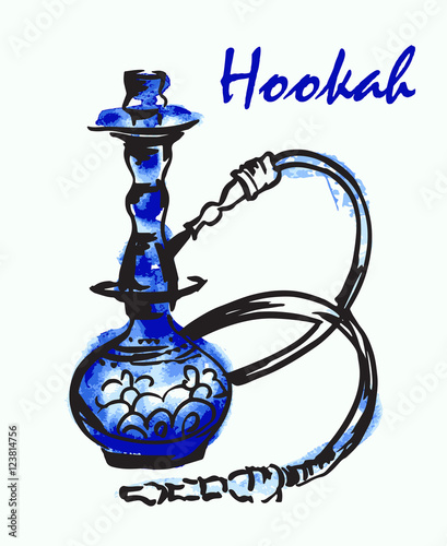 Hand drawn isolated hookah bottle.