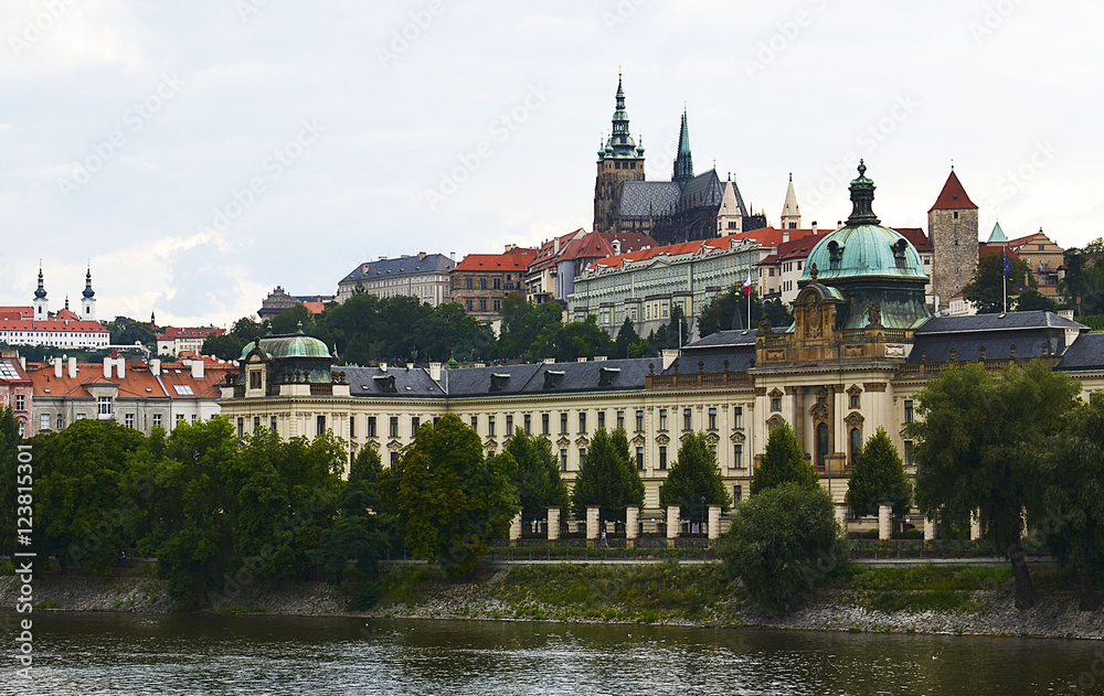 View on old Prague and Vltava river.Prague cityscape,Czech Republic.