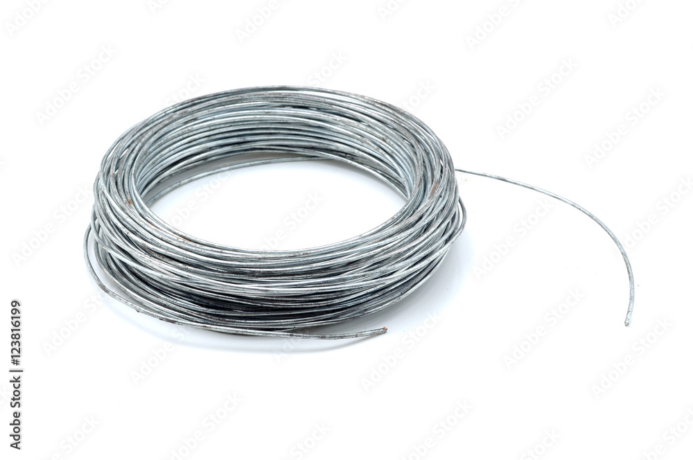 Stack of galvanized wires on white background Stack of galvanized wires on white background