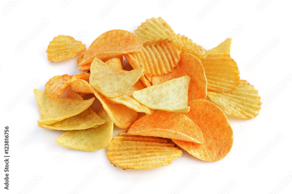 Crispy potato chips isolated Crispy potato chips isolated