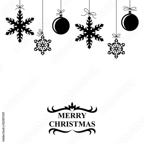 Christmas balls and snowflakes card