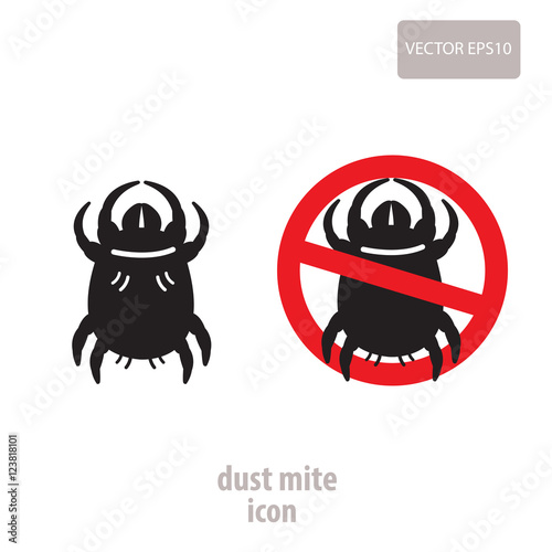Dust Mite Icon. Vector Illustration Of A Prohibition Sign For House Dust Mites. Insect Prohibition Sign. Dust Mite Picture. Dust Mite Bites.