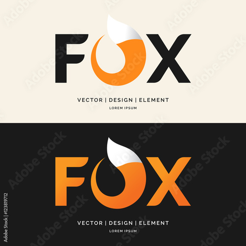 The inscription Fox, modern logo and emblem.